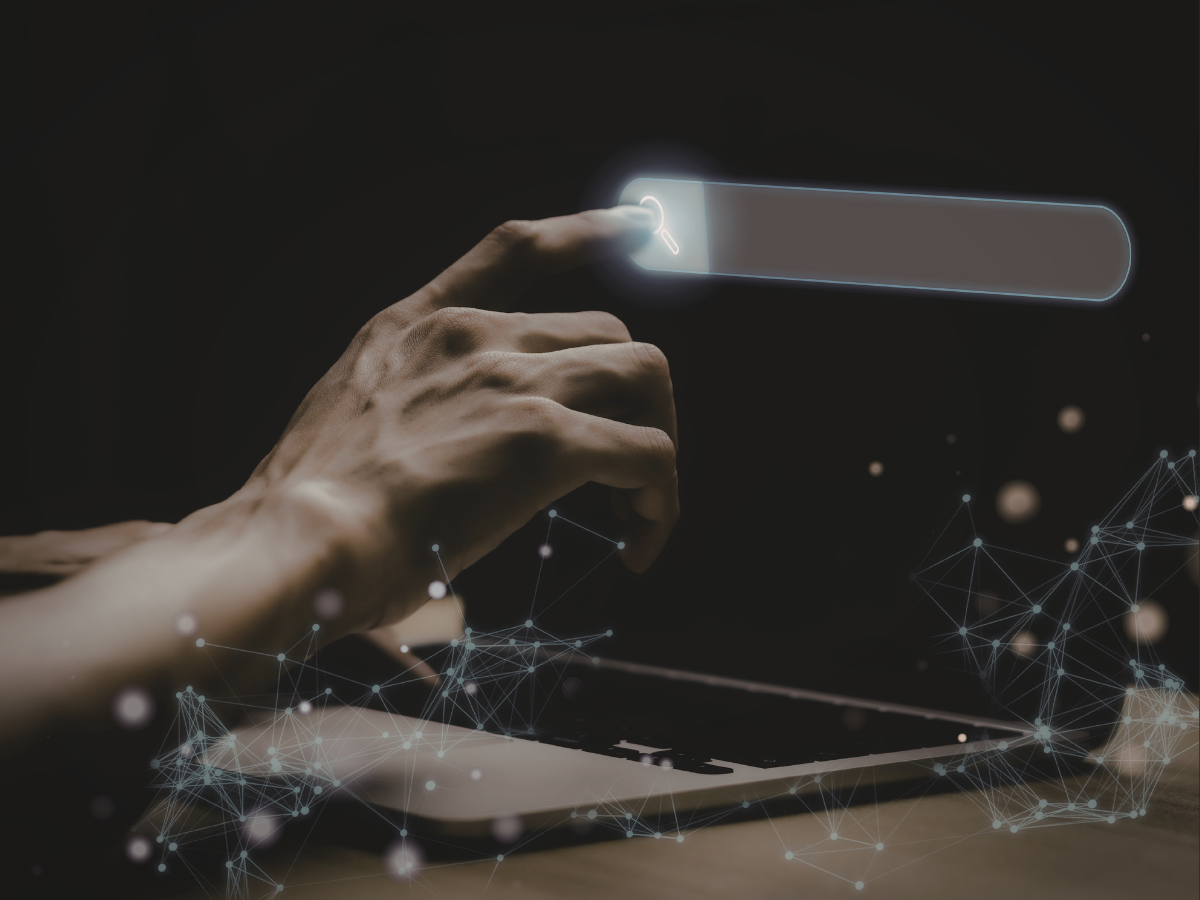 Hand interacting with digital interface
