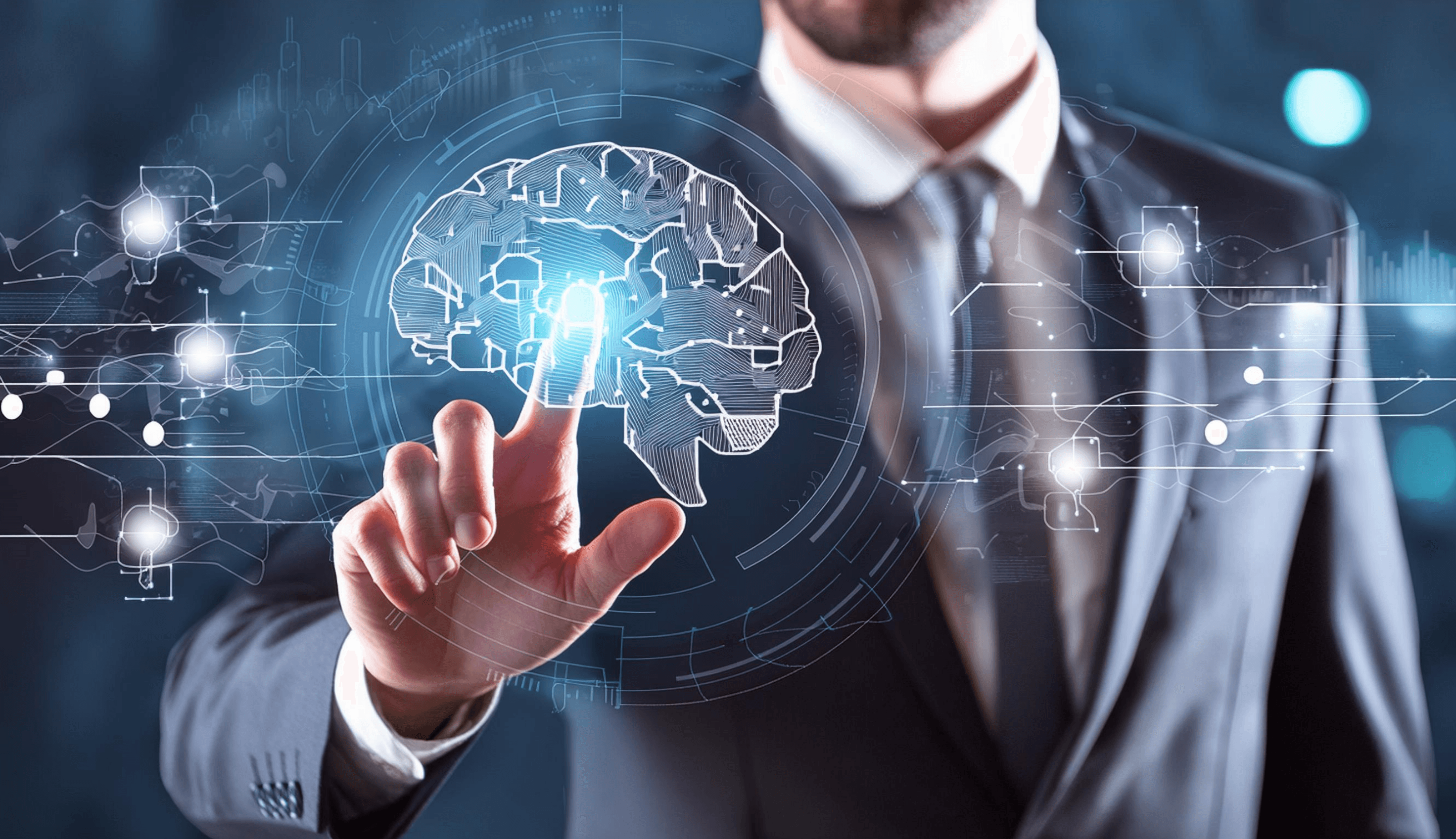 businessman touching ai